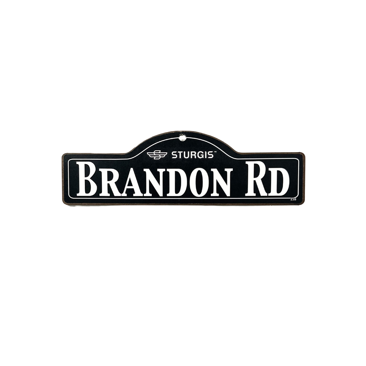 Brandon Sturgis wooden street name sign with white lettering on black