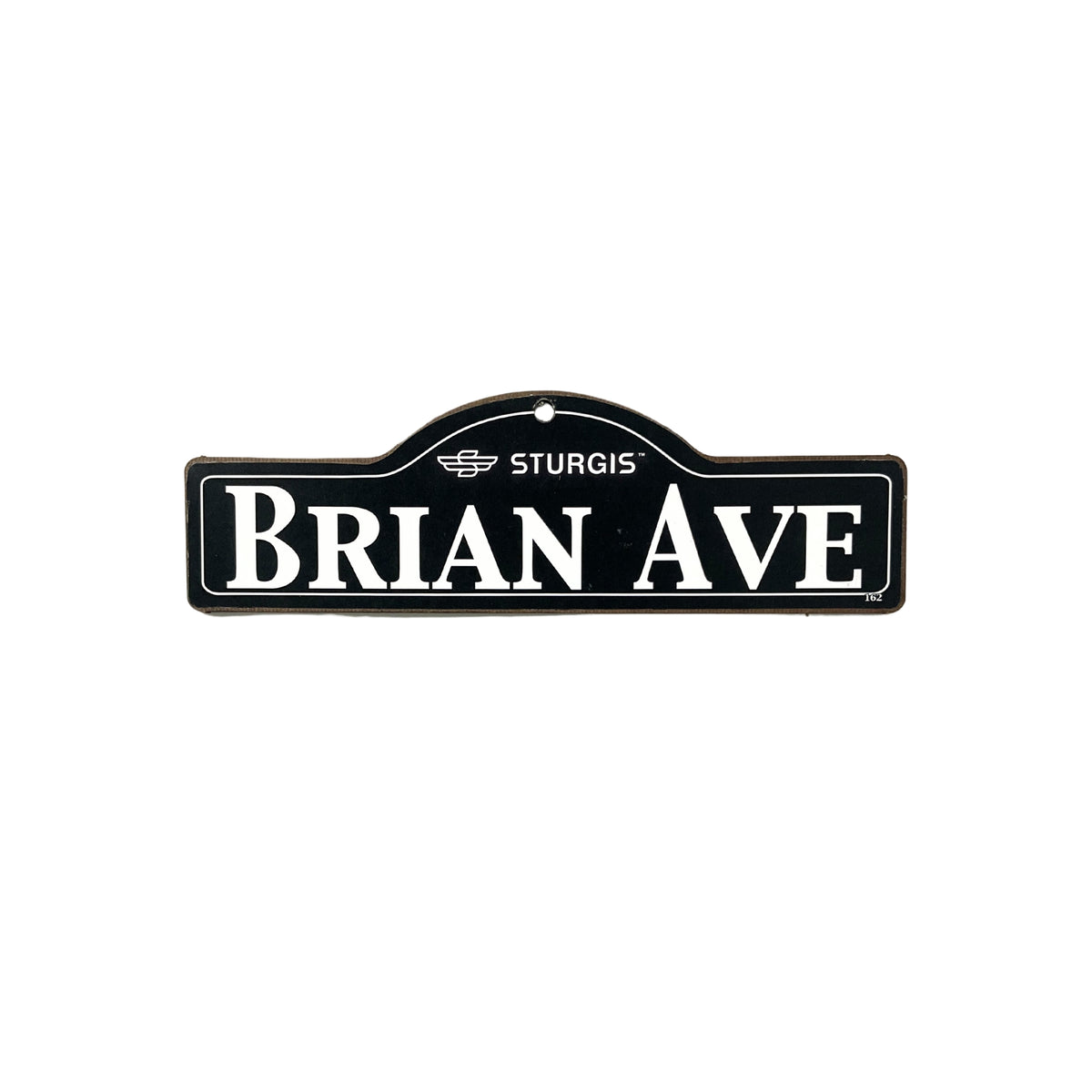 Brian Sturgis wooden street name sign with white lettering on black