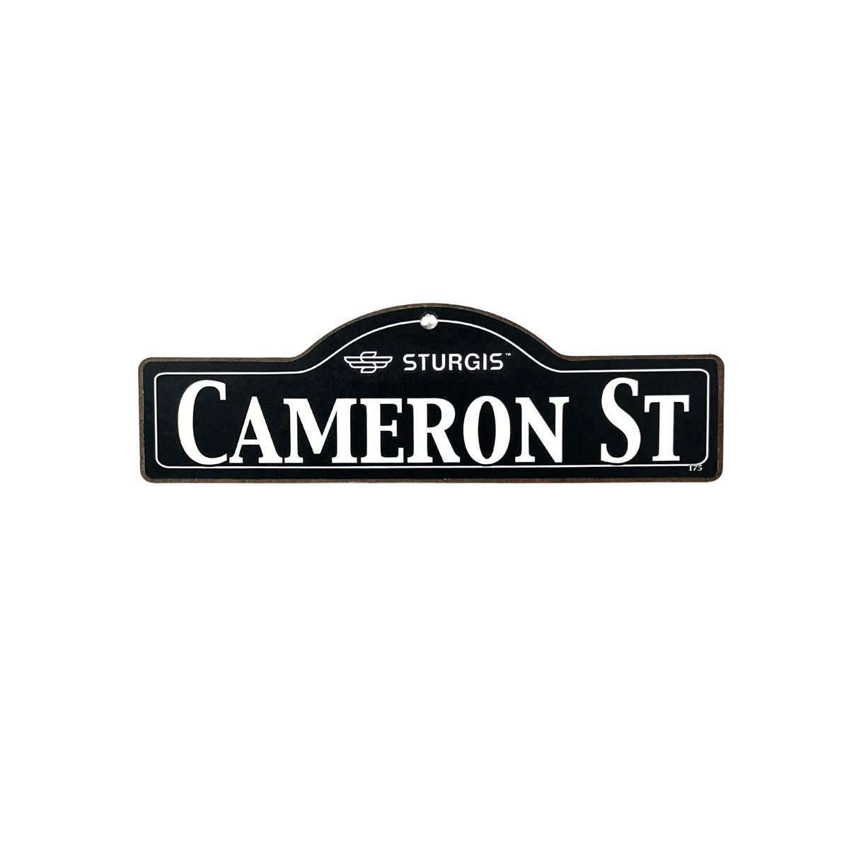 Cameron Sturgis wooden street name sign with white lettering on black