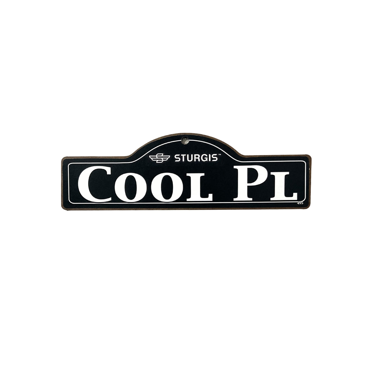 Cool Sturgis wooden street name sign with white lettering on black