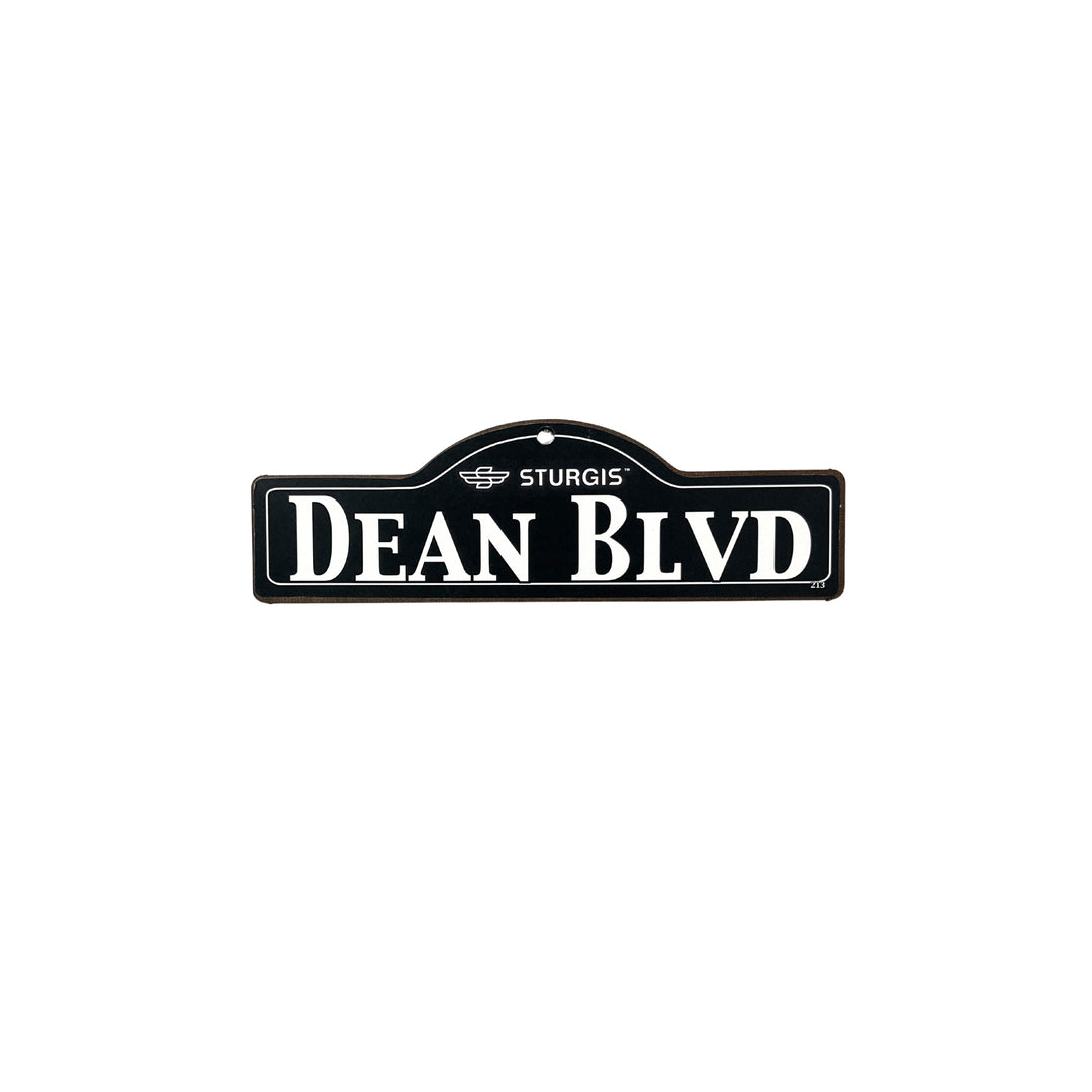 Dean Sturgis wooden street name sign with white lettering on black