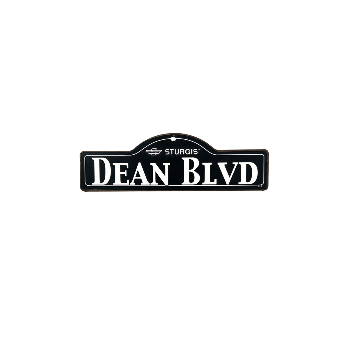 Dean Sturgis wooden street name sign with white lettering on black