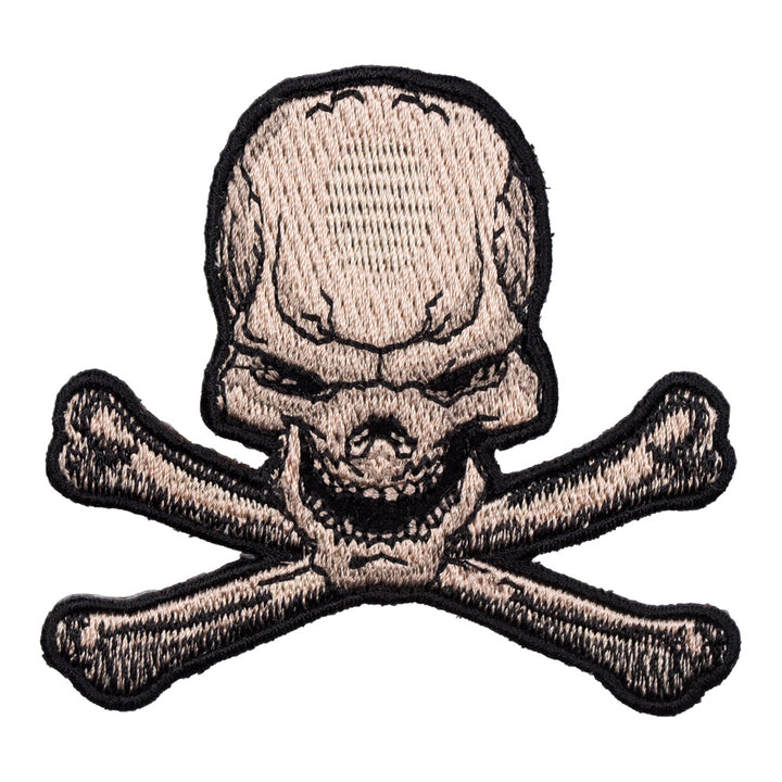 Downward Tan Skull &amp; Crossbones Patch, Skull Motorcycle Patches — product image