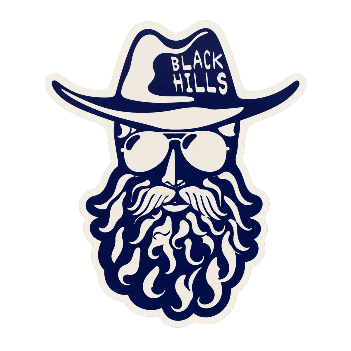Black Hills Bearded Cowboy Sunglasses Sticker — isolated product view