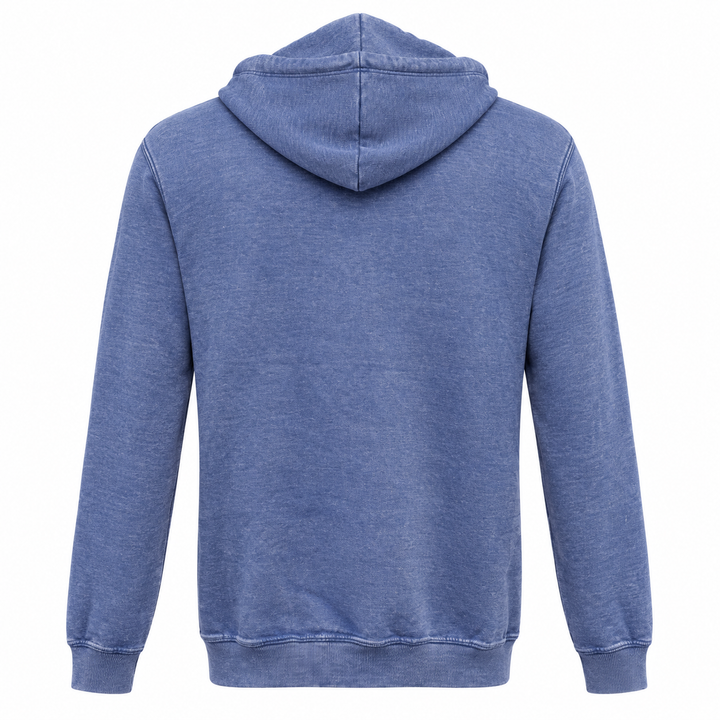 Plain washed blue back of Black Hills Burnout Hoodie