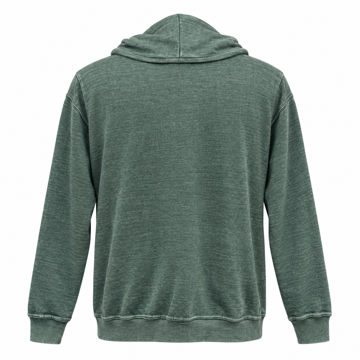 Plain washed green back of Black Hills Burnout Hoodie