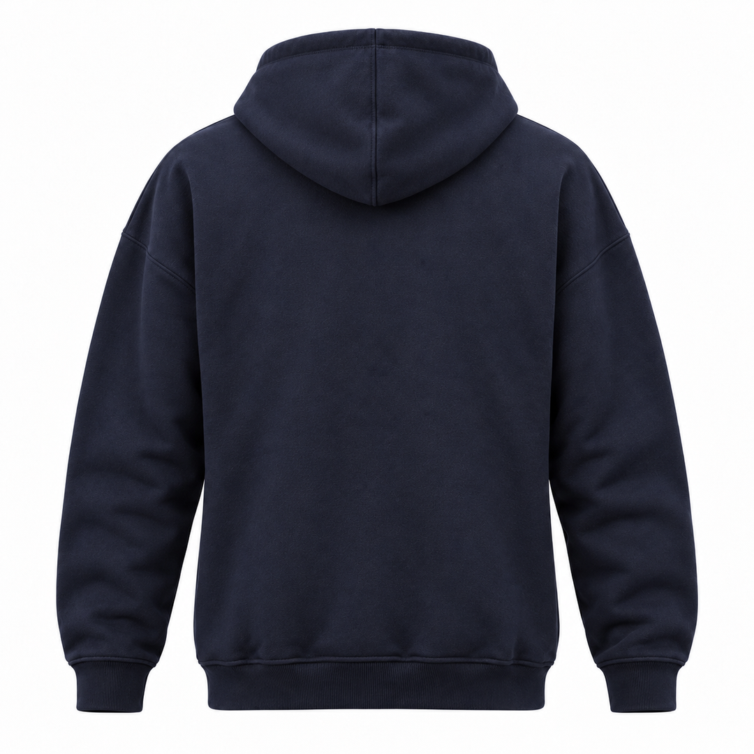 Black Hills Camper Soft Hoodie in navy — plain back view