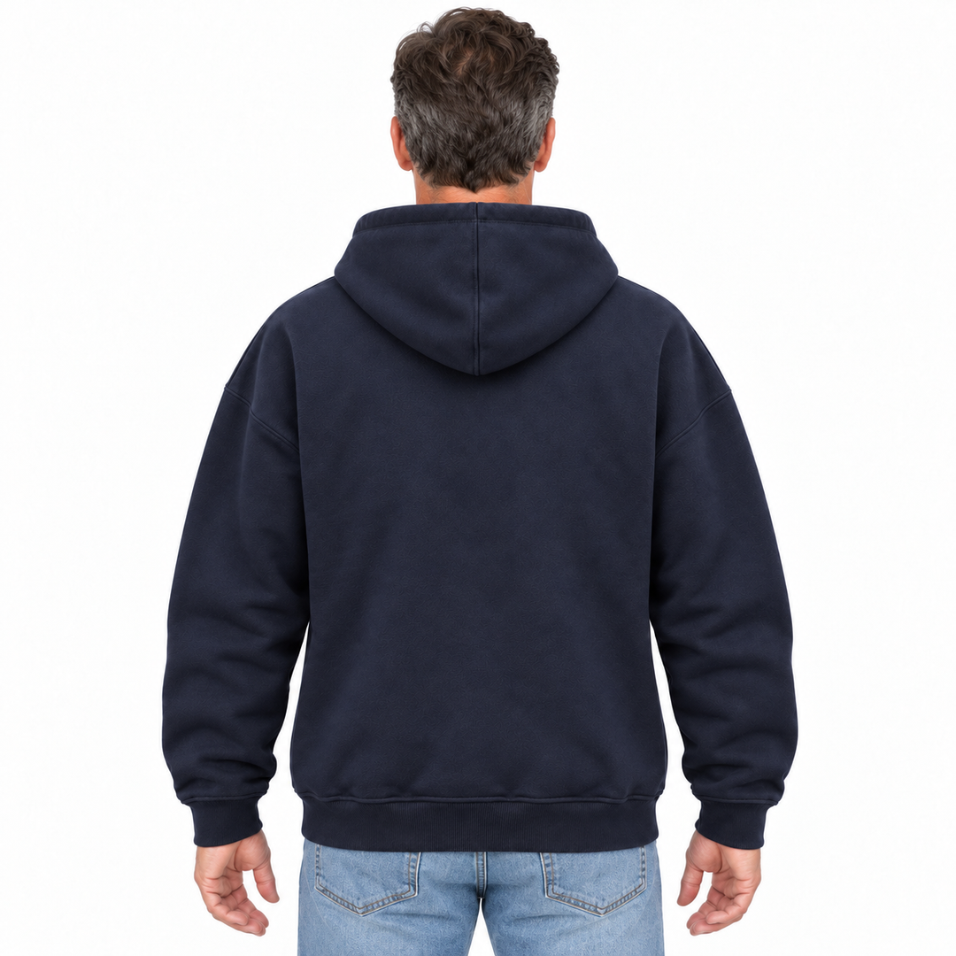 Black Hills Camper Soft Hoodie in navy — back model styling preview
