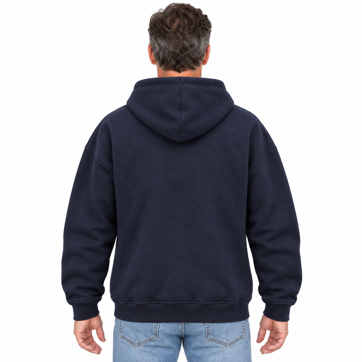 Black Hills Camper Soft Hoodie in navy — back model styling preview