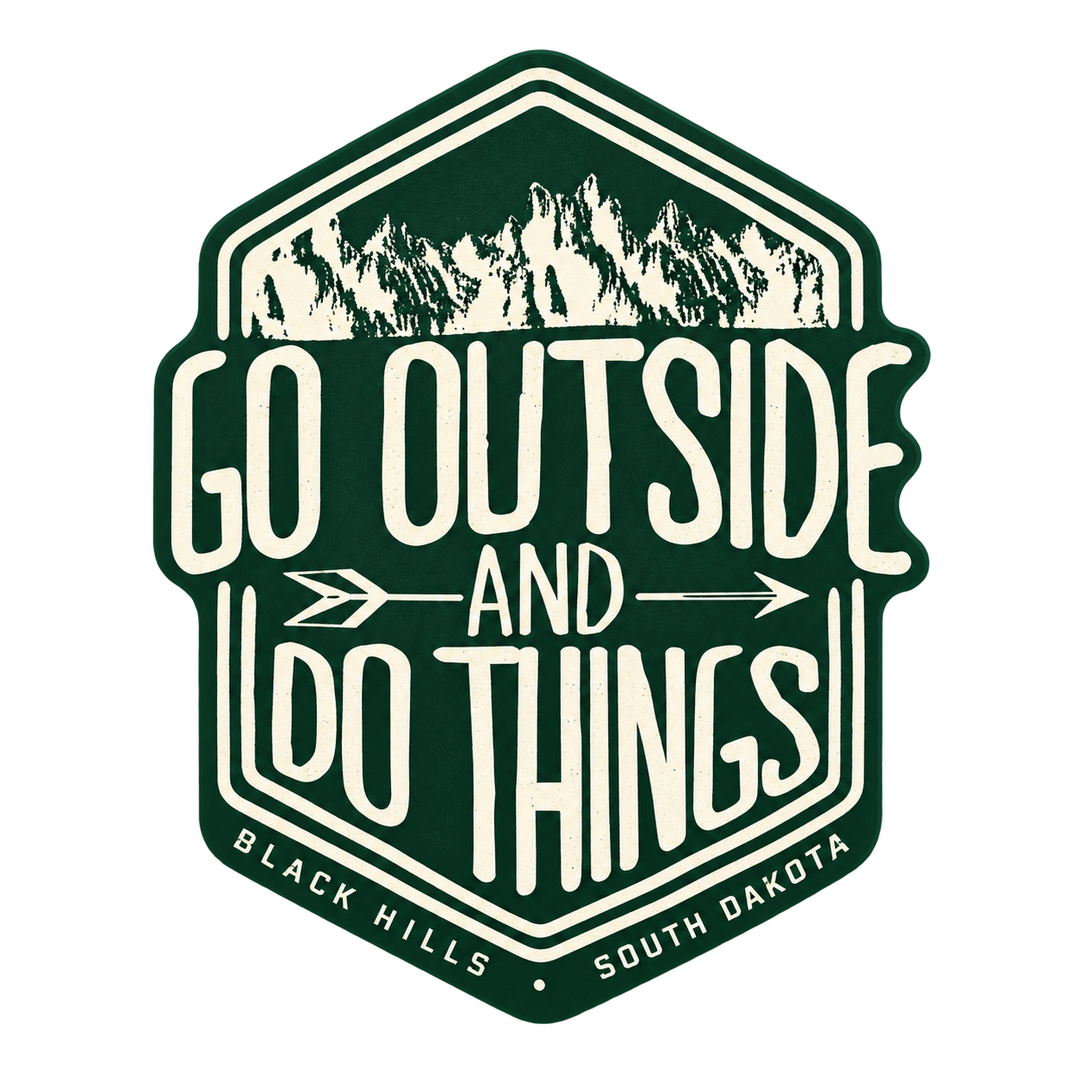 Black Hills Go Outside and Do Things Hexagon Sticker — isolated product view
