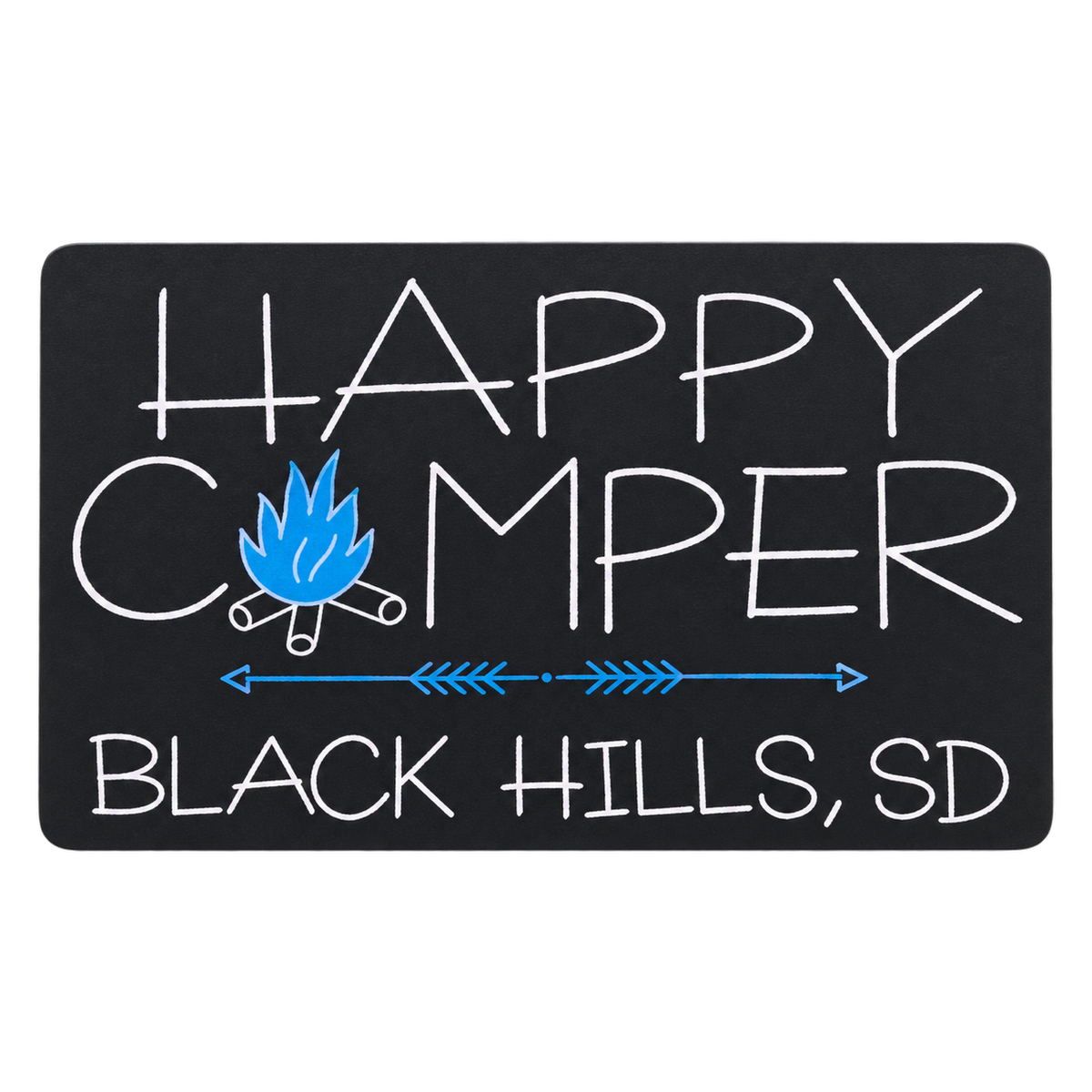 Black Hills Happy Camper Blue Campfire Sticker isolated on transparent background