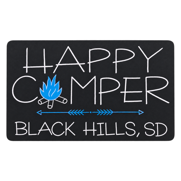 Black Hills Happy Camper Blue Campfire Sticker isolated on transparent background