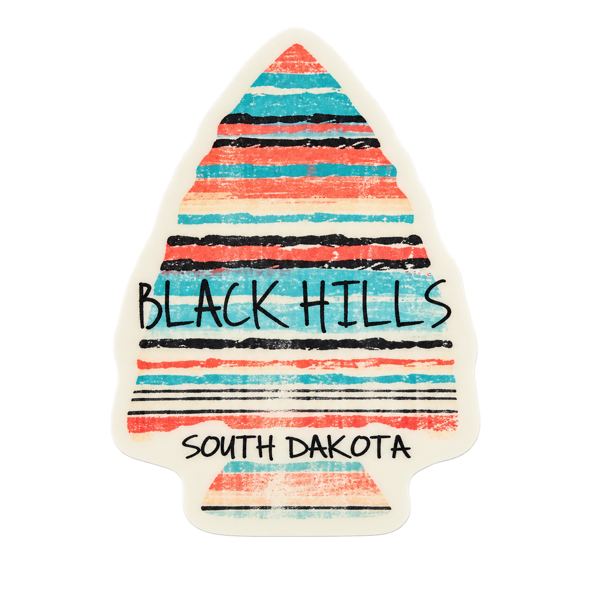 Black Hills Pastel Stripe Arrowhead Sticker — isolated product view