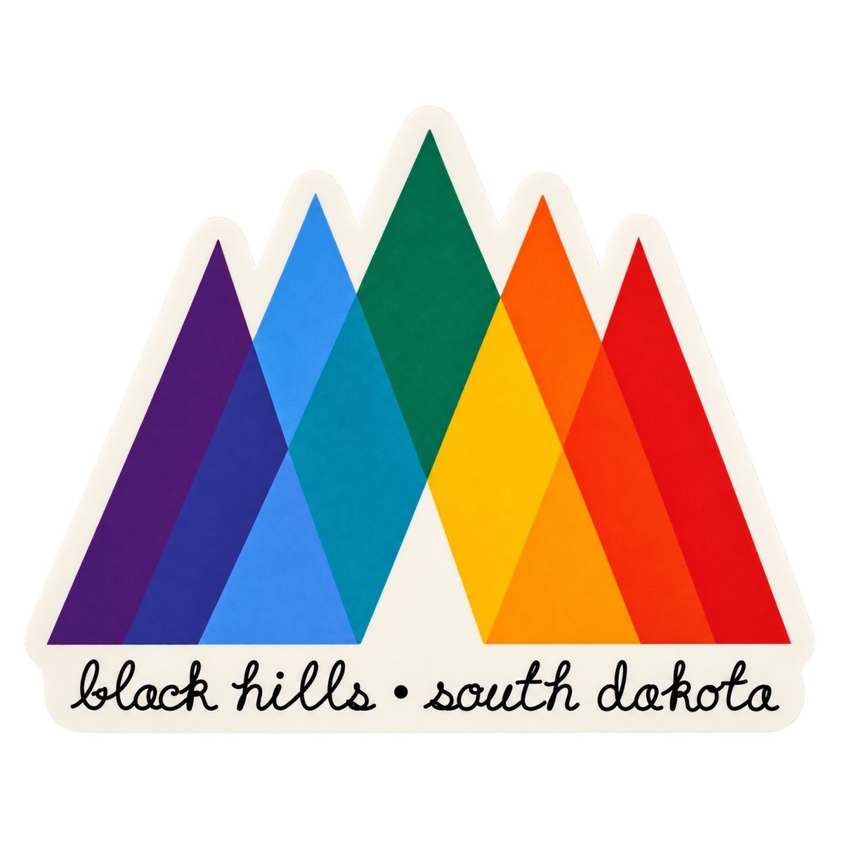 Black Hills Rainbow Geometric Mountains Sticker — isolated product view
