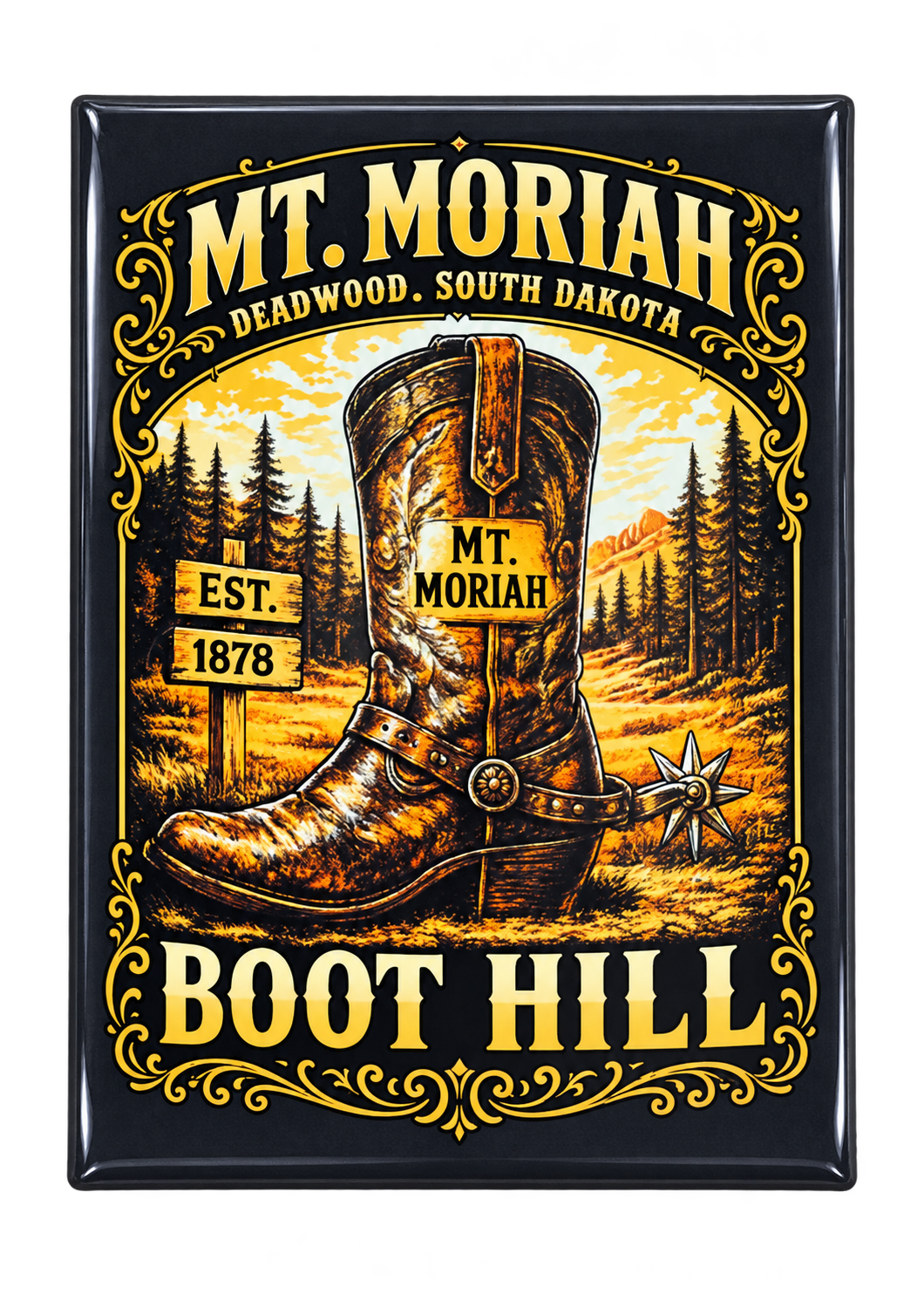 Mt. Moriah Boot Hill Magnet – Deadwood Cowboy Boot — front view