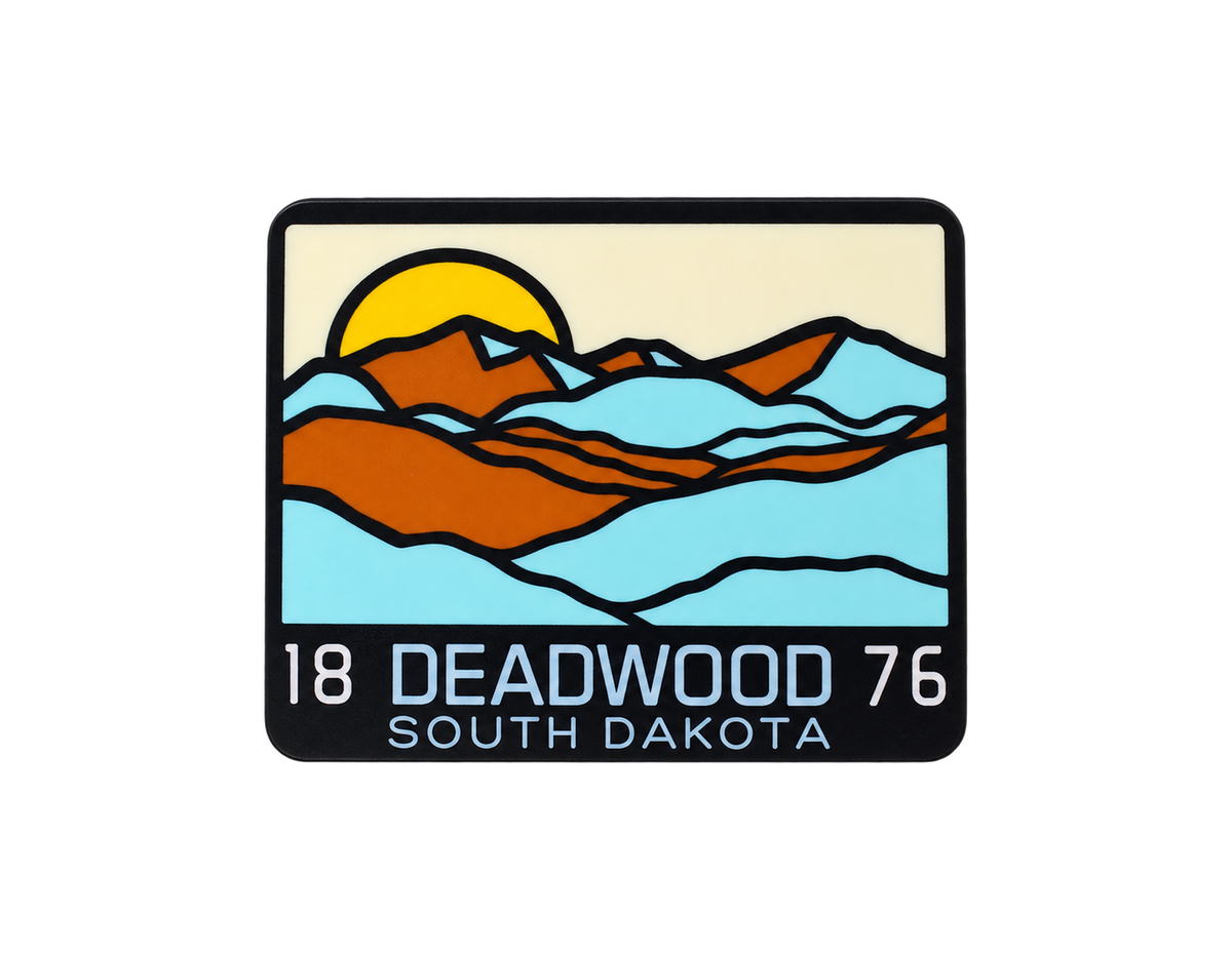 Deadwood 1876 Layered Mountains Sticker — isolated product view
