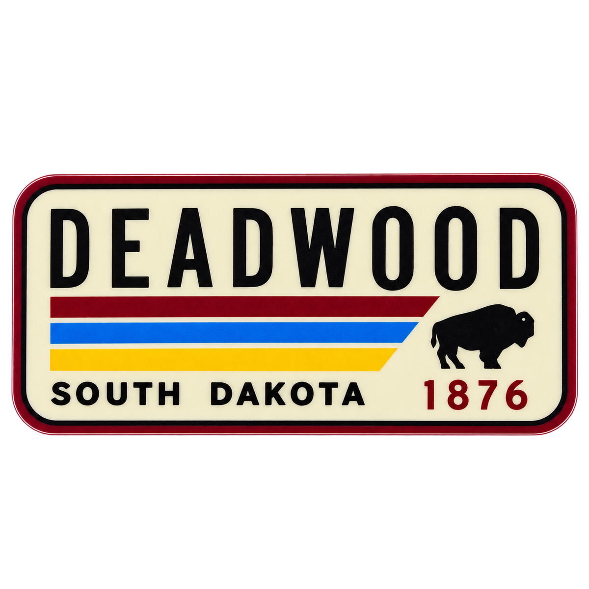 Deadwood 1876 Retro Stripe & Bison Sticker isolated on transparent background