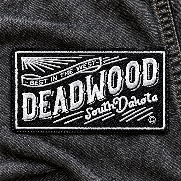 Deadwood Best in the West Embroidered Patch — on dark fabric