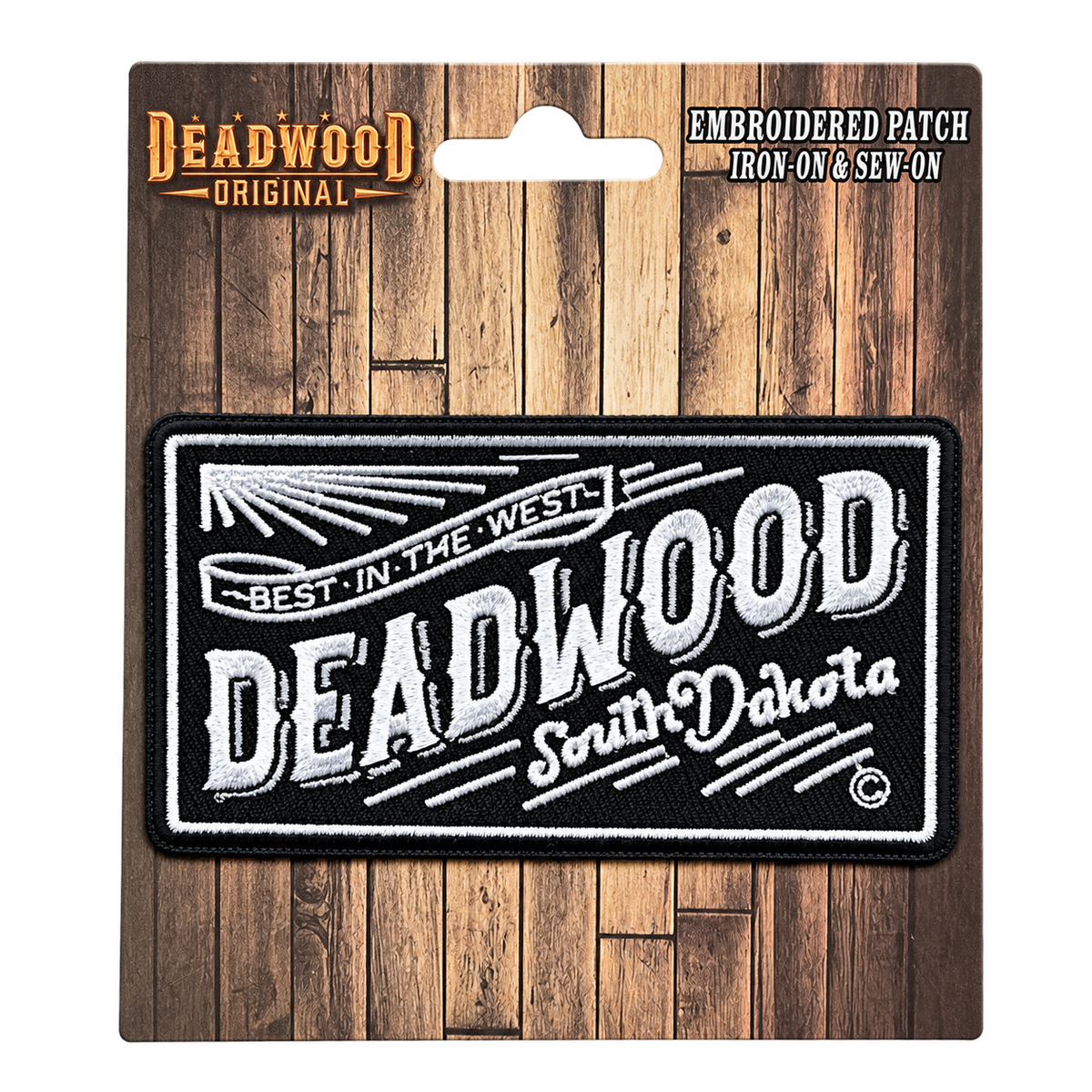 Deadwood Best in the West Embroidered Patch — original presentation card, transparent background