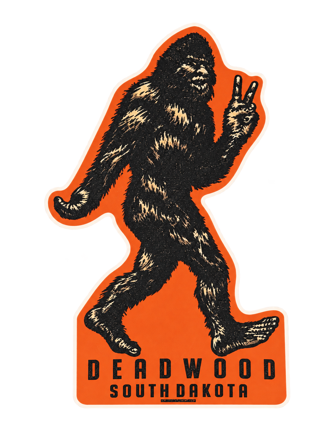 Deadwood Bigfoot Peace Sign Sticker – Orange — isolated product view