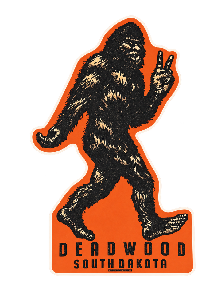 Deadwood Bigfoot Peace Sign Sticker – Orange — isolated product view