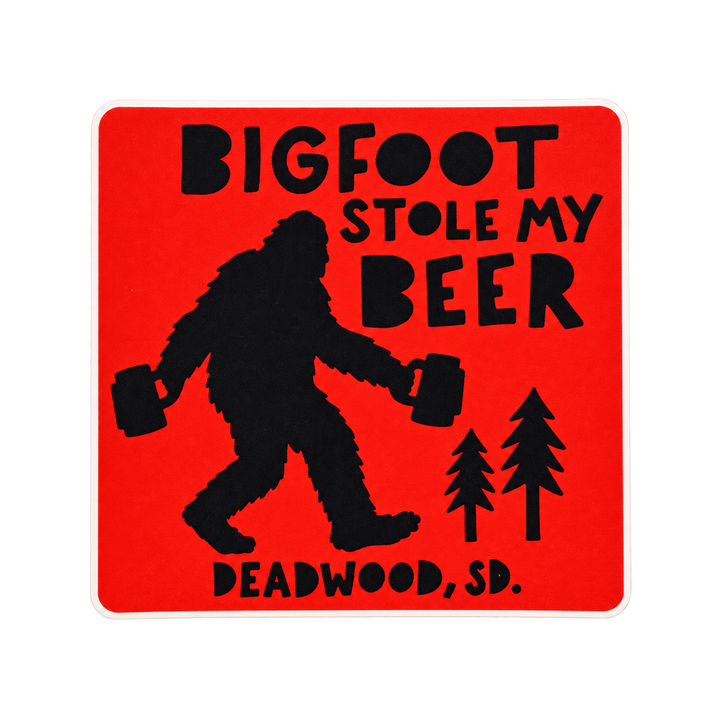 Deadwood Bigfoot Stole My Beer Sticker — isolated product view