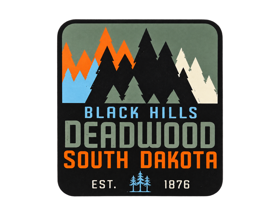 Deadwood Black Hills Colorblock Pine Trees Sticker — isolated product view