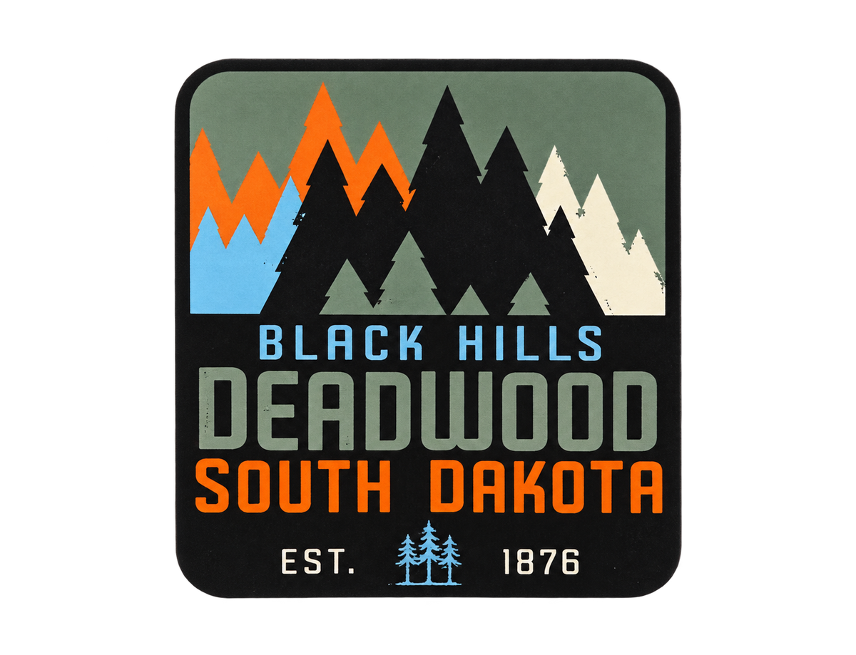 Deadwood Black Hills Colorblock Pine Trees Sticker — isolated product view