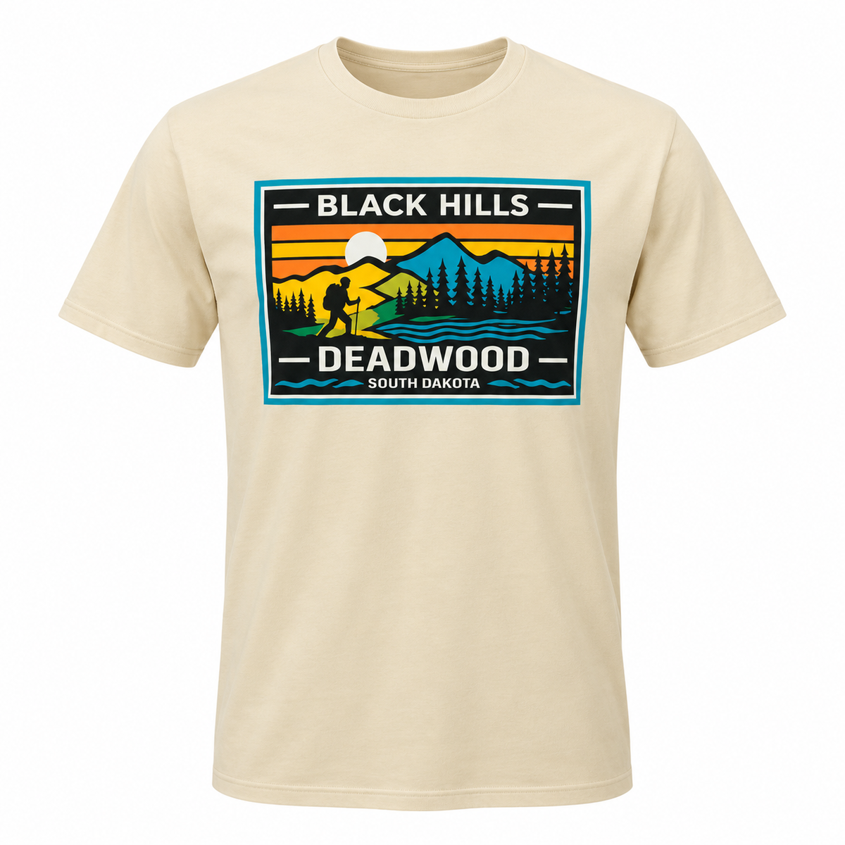 Cream OR Deadwood Black Hills Sunset Hiker T-shirt front