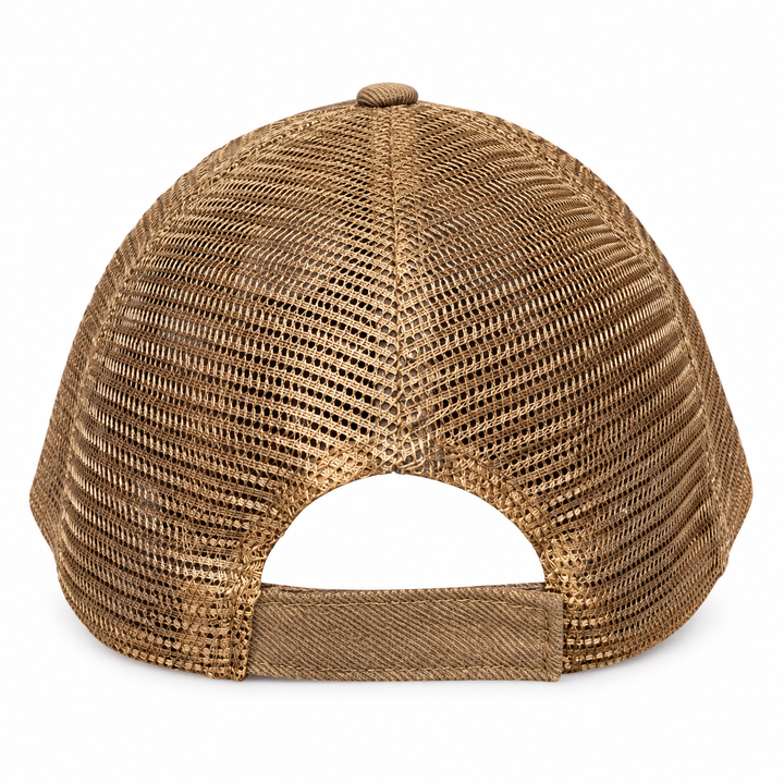 Deadwood Buffalo Heritage Leather Patch Trucker Hat – Washed Brown; back product view