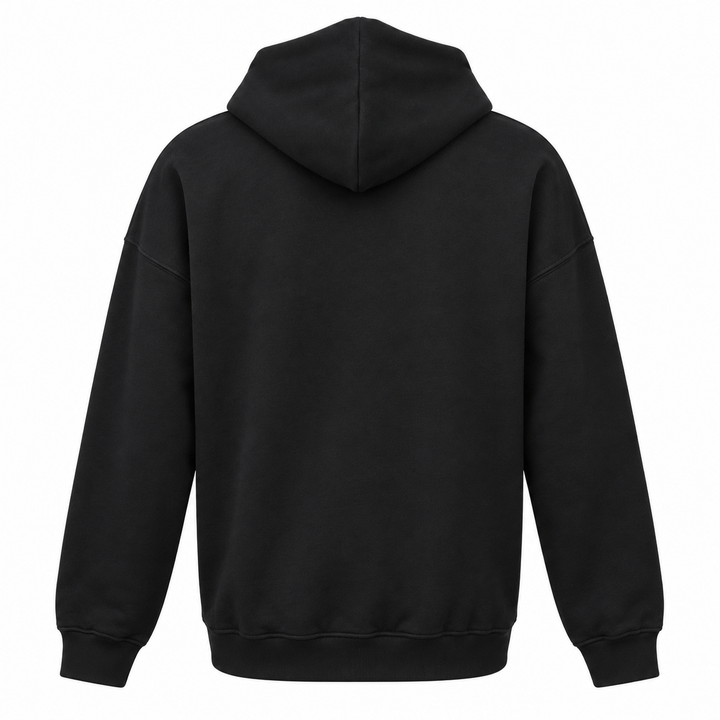 Black Deadwood Oval Shield pullover hoodie, plain back view