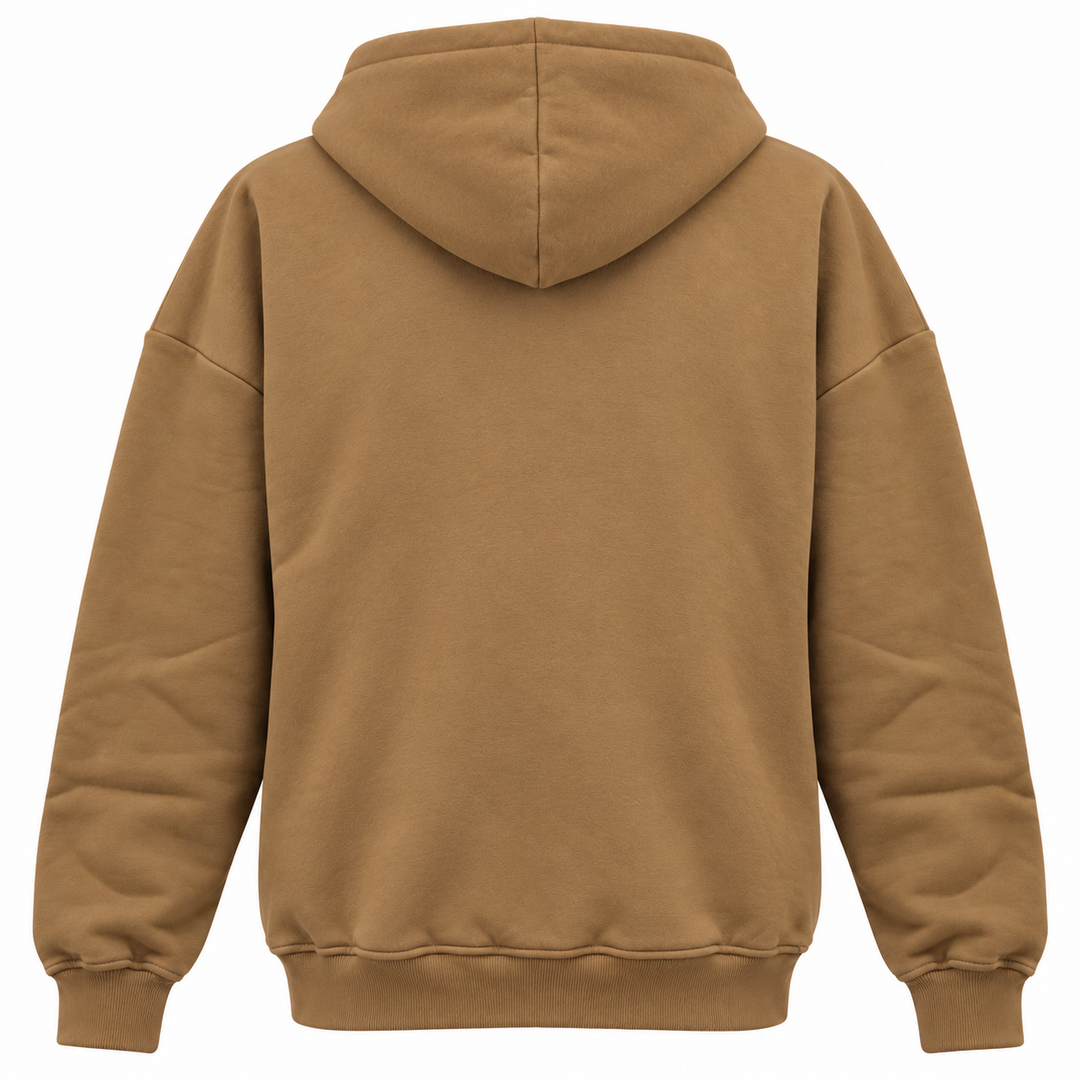 Brown Deadwood Black Hills Buffalo Oval embroidered hoodie — plain back view