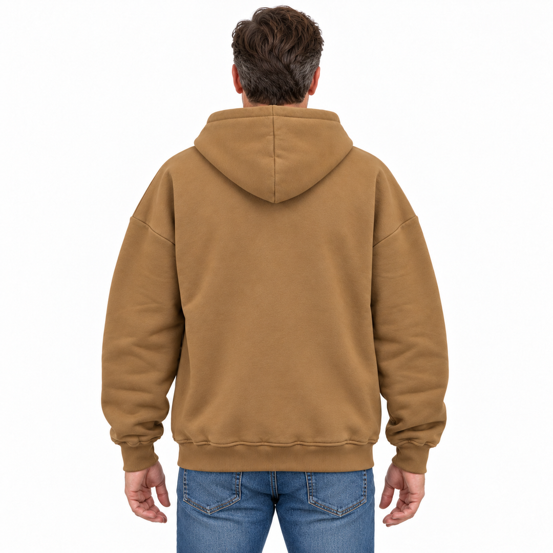 Brown Deadwood Black Hills Buffalo Oval embroidered hoodie — back model styling preview