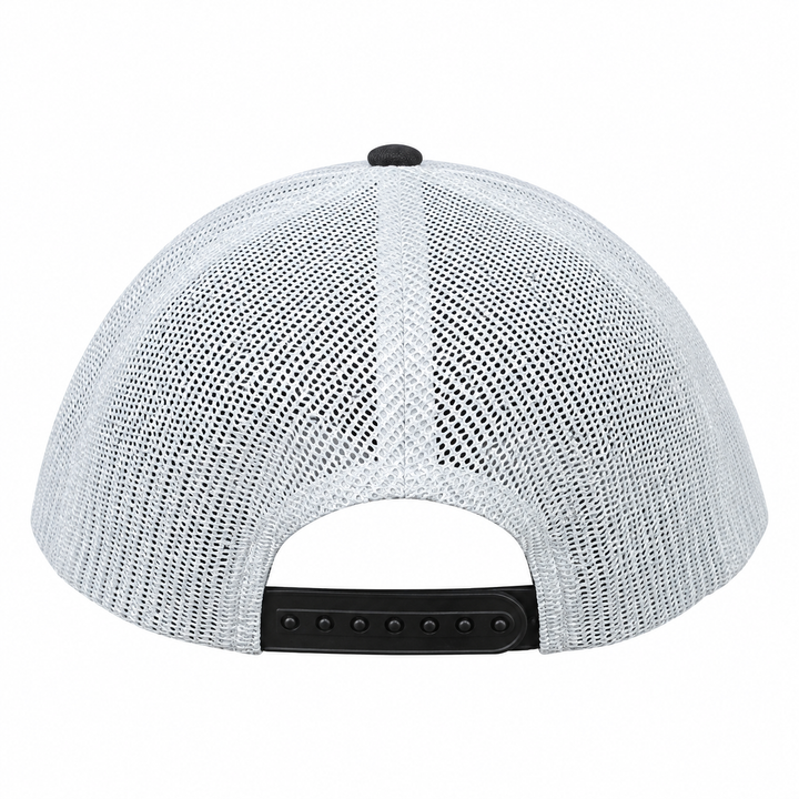 Deadwood Buffalo Silhouette Leather Patch Trucker Hat – Black &amp; White; back product view