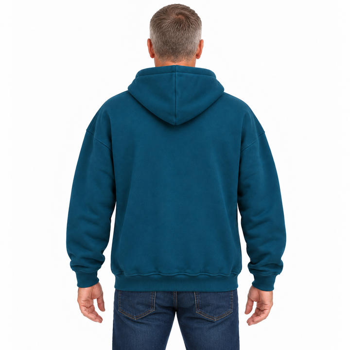 Deadwood Camper Soft Hoodie in teal — back model styling preview