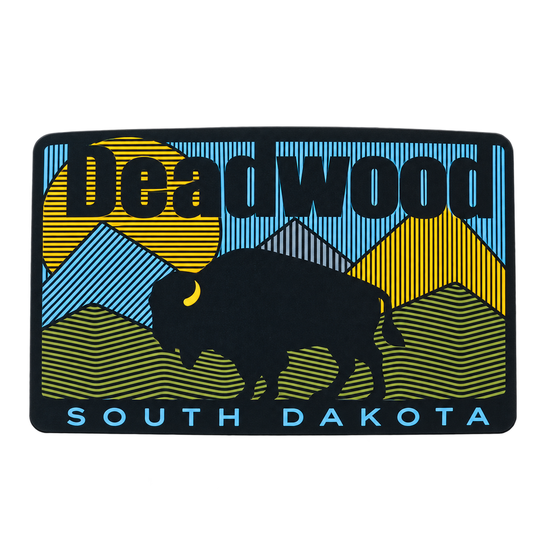 Deadwood Contour Mountain &amp; Bison Rectangle Sticker — isolated product view