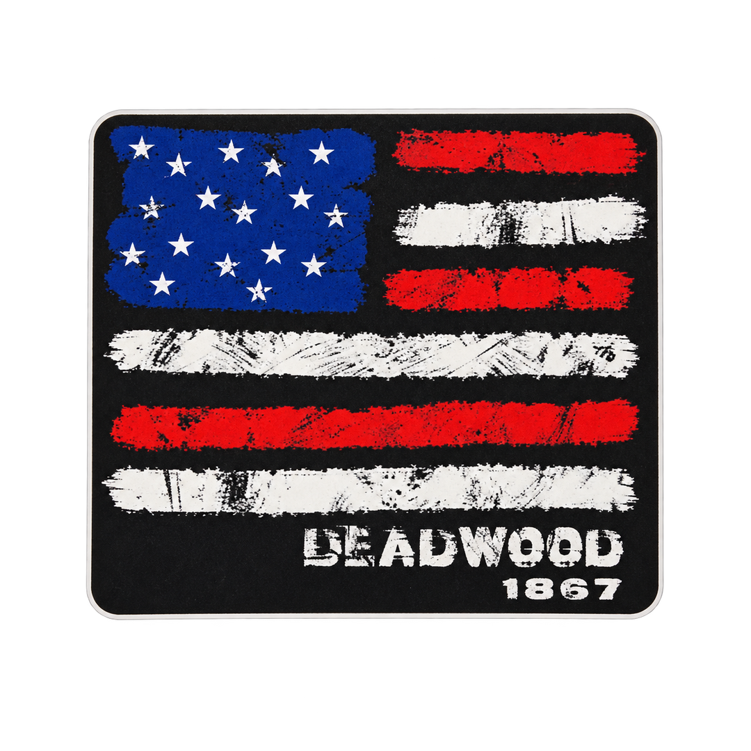 Deadwood Distressed American Flag Sticker — isolated product view