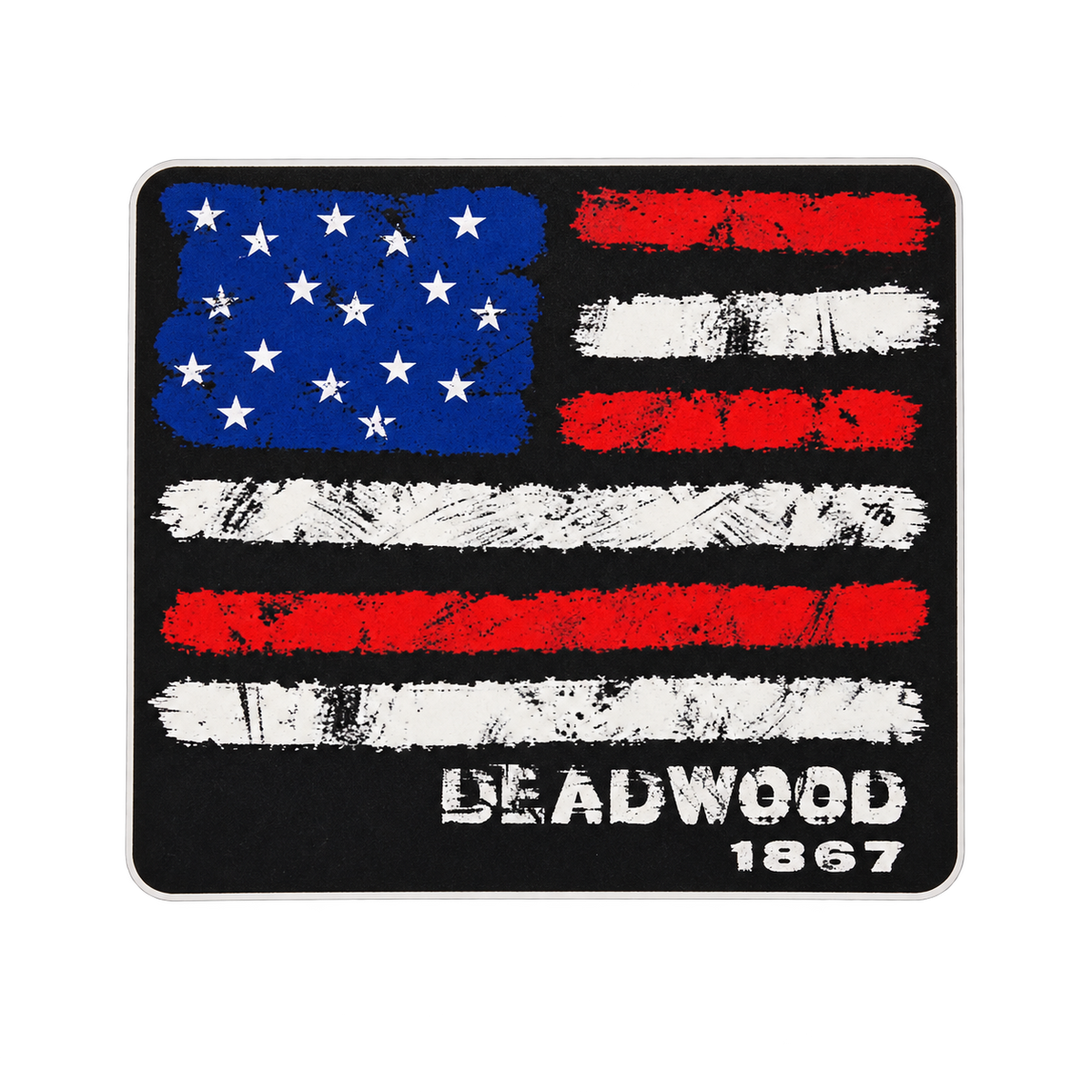 Deadwood Distressed American Flag Sticker — isolated product view
