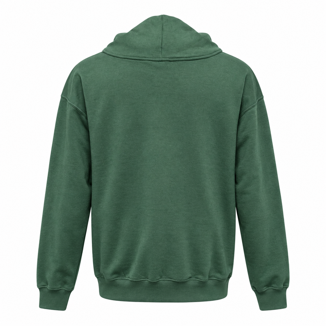 Plain forest green back of Deadwood hoodie