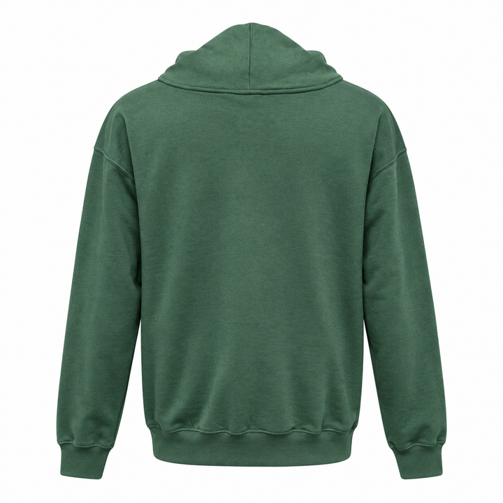 Plain forest green back of Deadwood hoodie