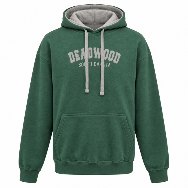 Deadwood Embroidered Two-Tone Hoodie – Forest Green