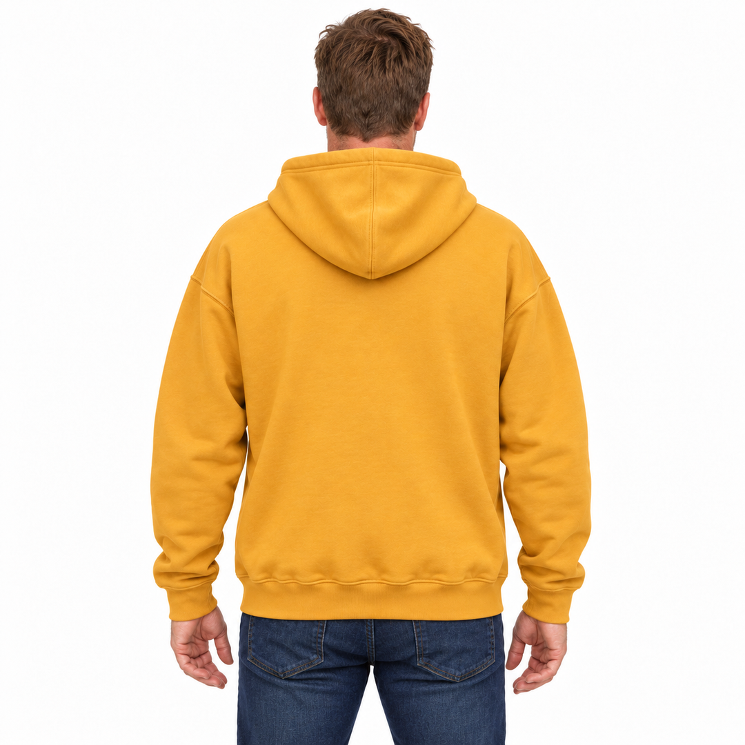 Camel Deadwood embroidered unisex hoodie — back model styling preview