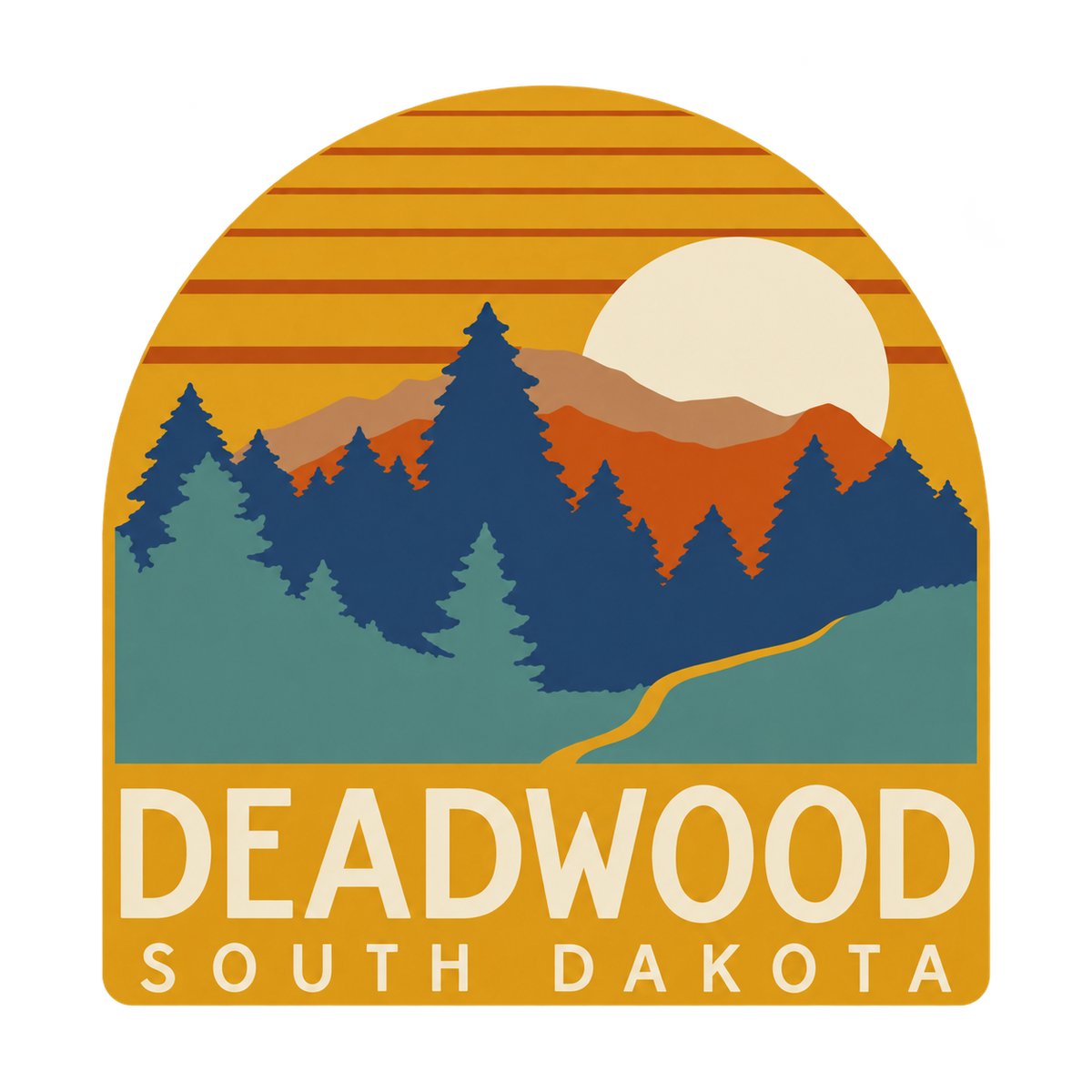 Deadwood Forest Sunset Arch Sticker — clean product cutout