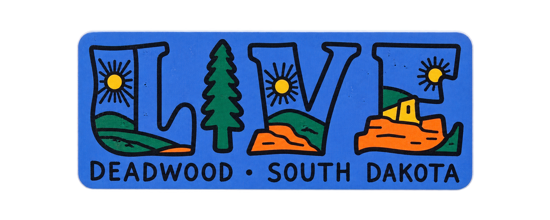 Deadwood LIVE Outdoor Lettering Sticker – Blue — isolated product view