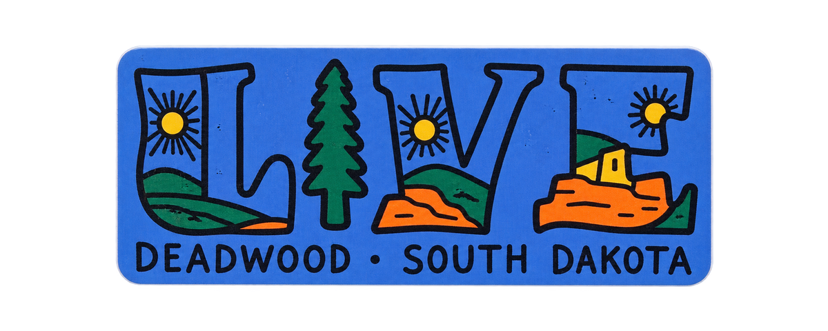 Deadwood LIVE Outdoor Lettering Sticker – Blue — isolated product view