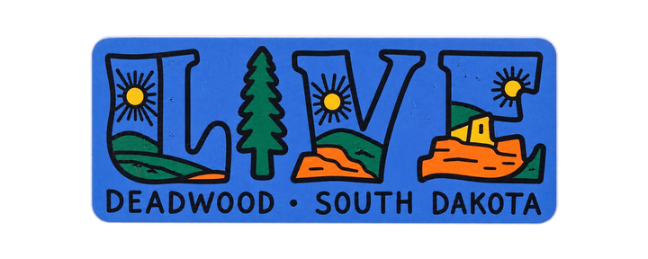 Deadwood LIVE Outdoor Lettering Sticker – Blue — isolated product view