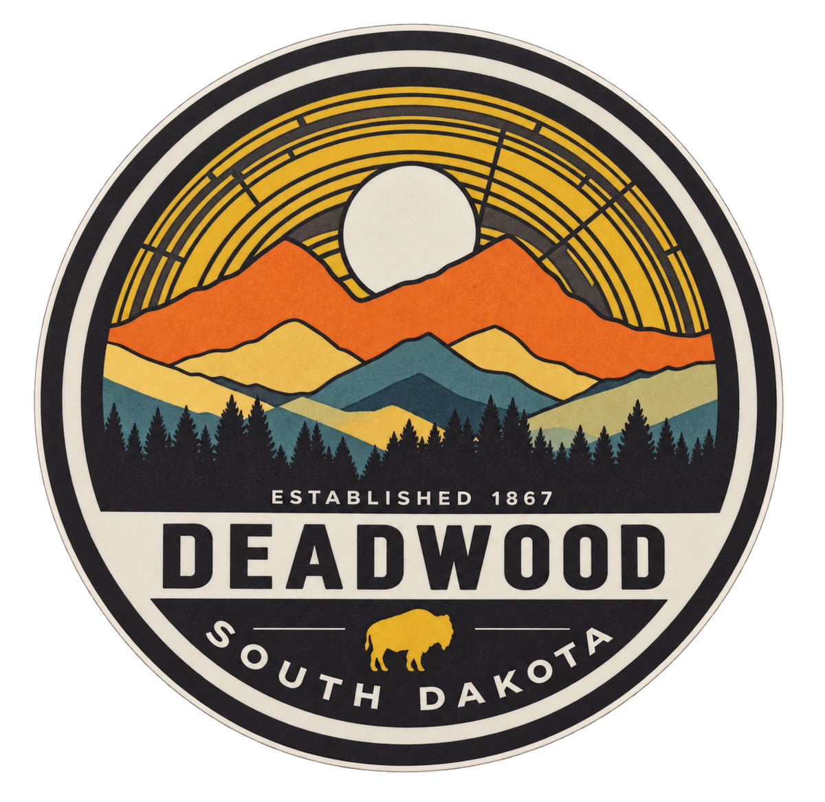 Deadwood Mountain Sunset & Buffalo Sticker