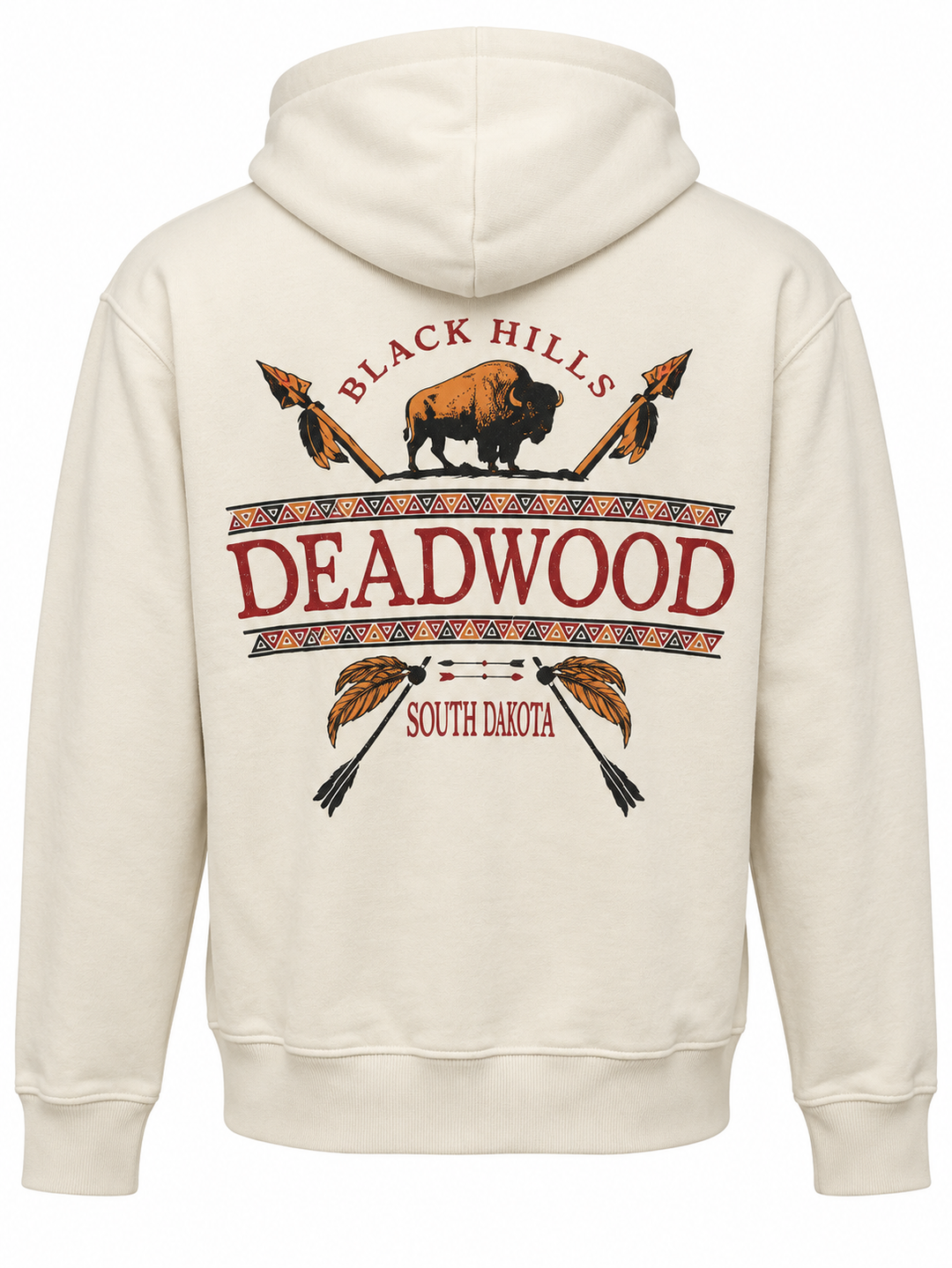 Deadwood Native Bow off-white zip-up hoodie — back view