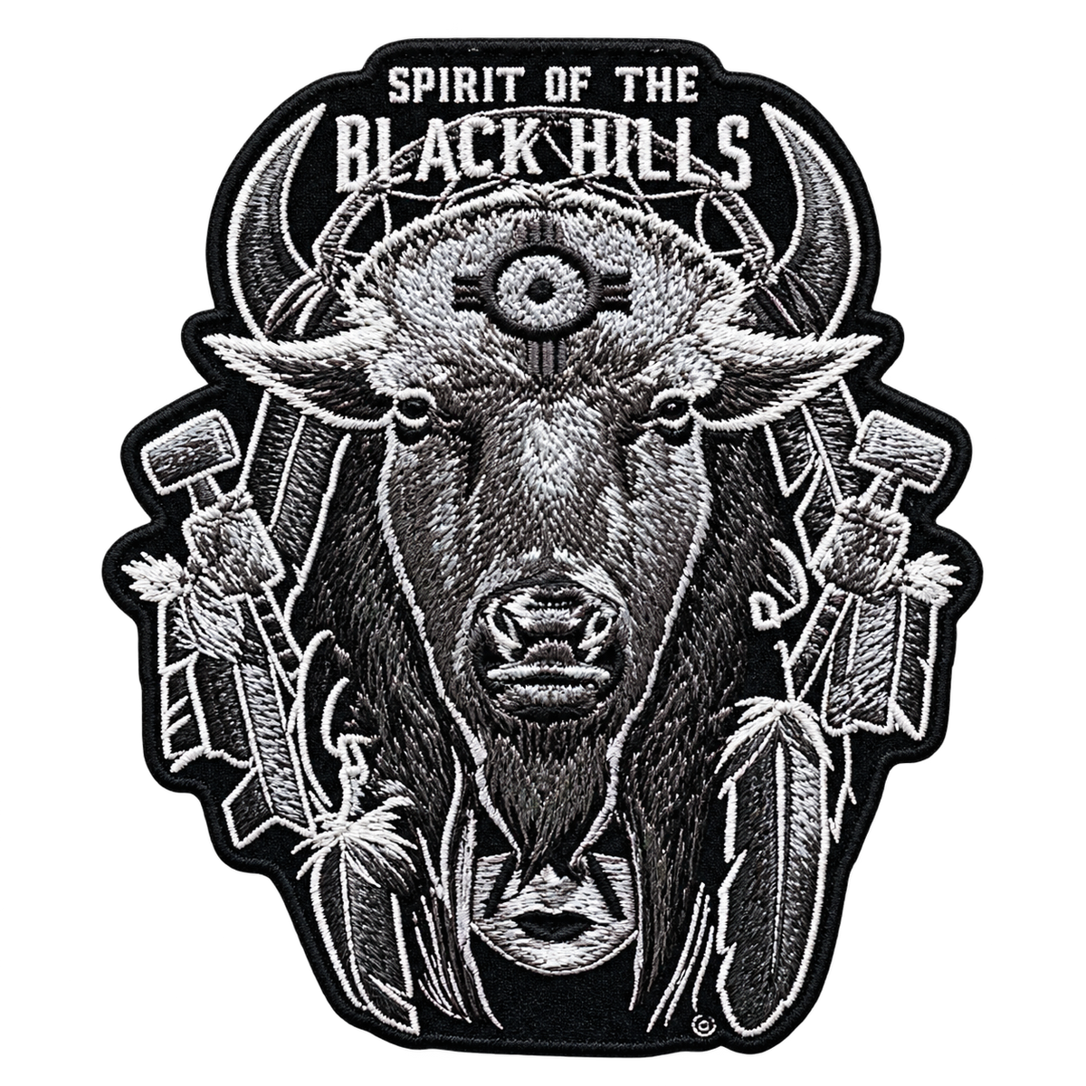 Spirit of the Black Hills Bison Embroidered Patch — patch alone, transparent background