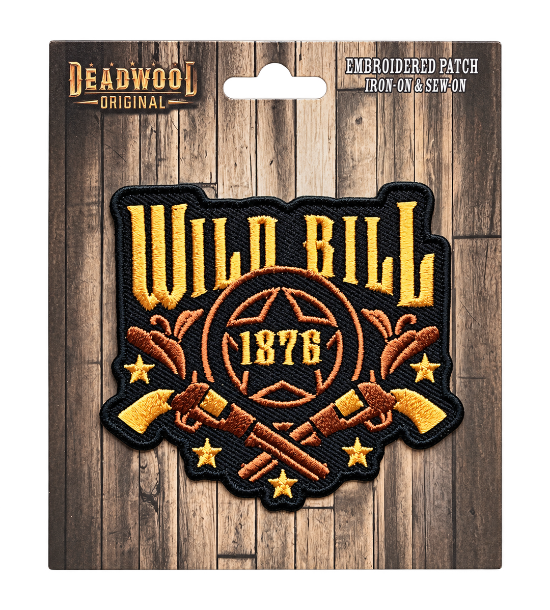 Wild Bill 1876 Embroidered Patch — Deadwood Original card, transparent background